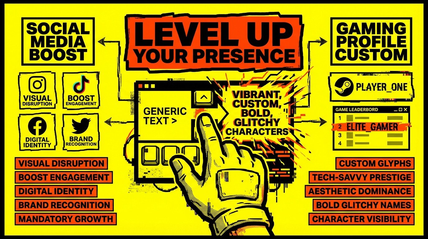 Infographic showing how custom text styles enhance digital identity on social media